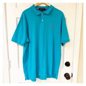 US Polo Association Classic Fit Turqouise Blue Cotton Polo Shirt Men's XL Logo